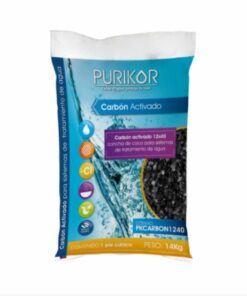 Carbón activado concha de coco marca Purikor, presentación de 14 Kg