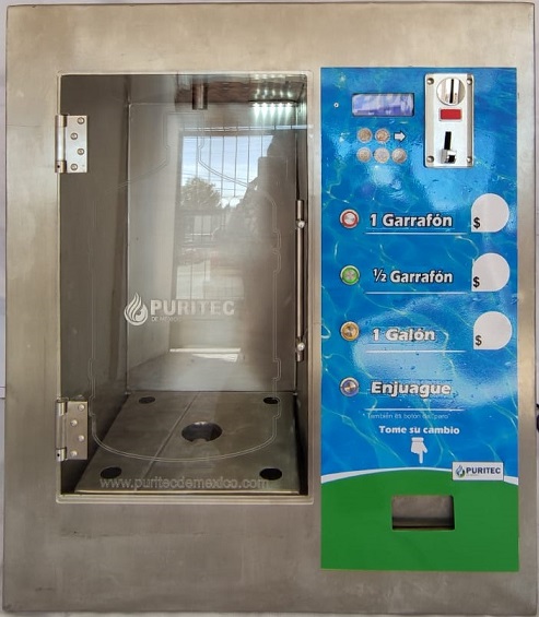 ventana vending de agua da cambio hopper